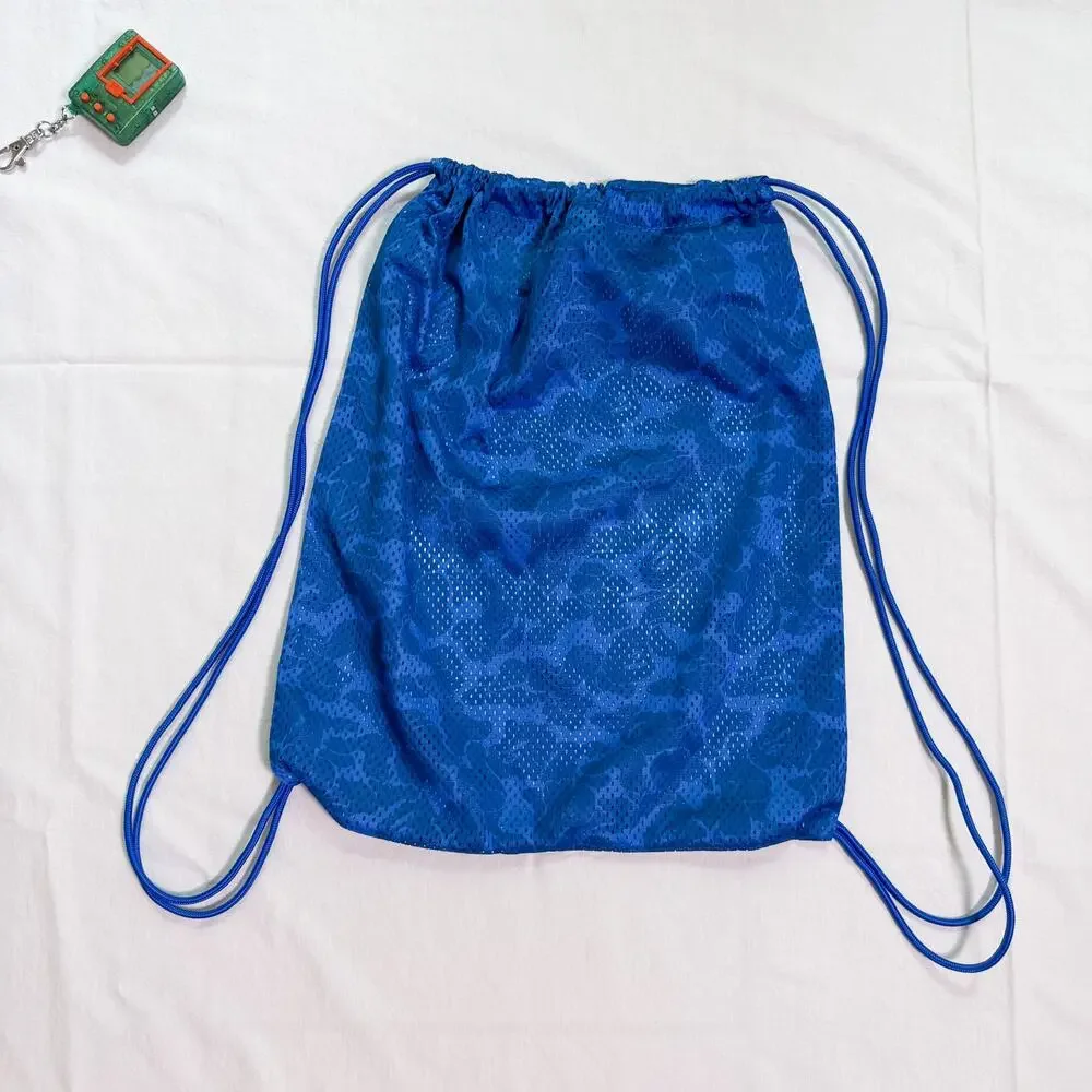 Bape x Adidas Blue Camo Mesh Drawstring Backpack Bathing Ape - New
